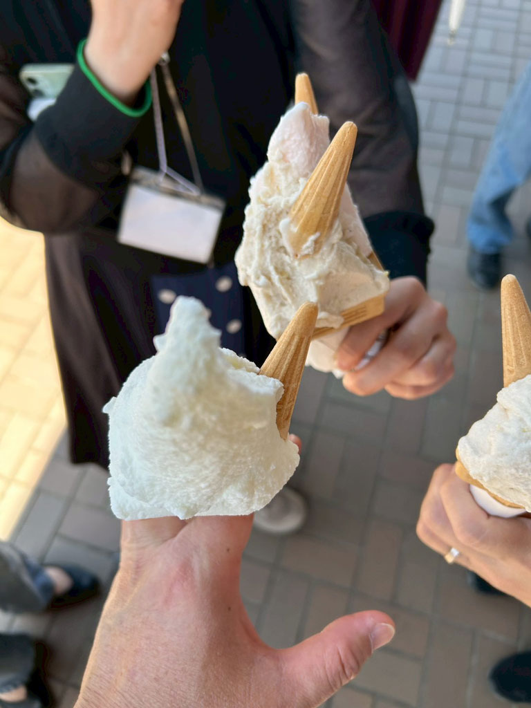参加者でジェラートを持っている写真