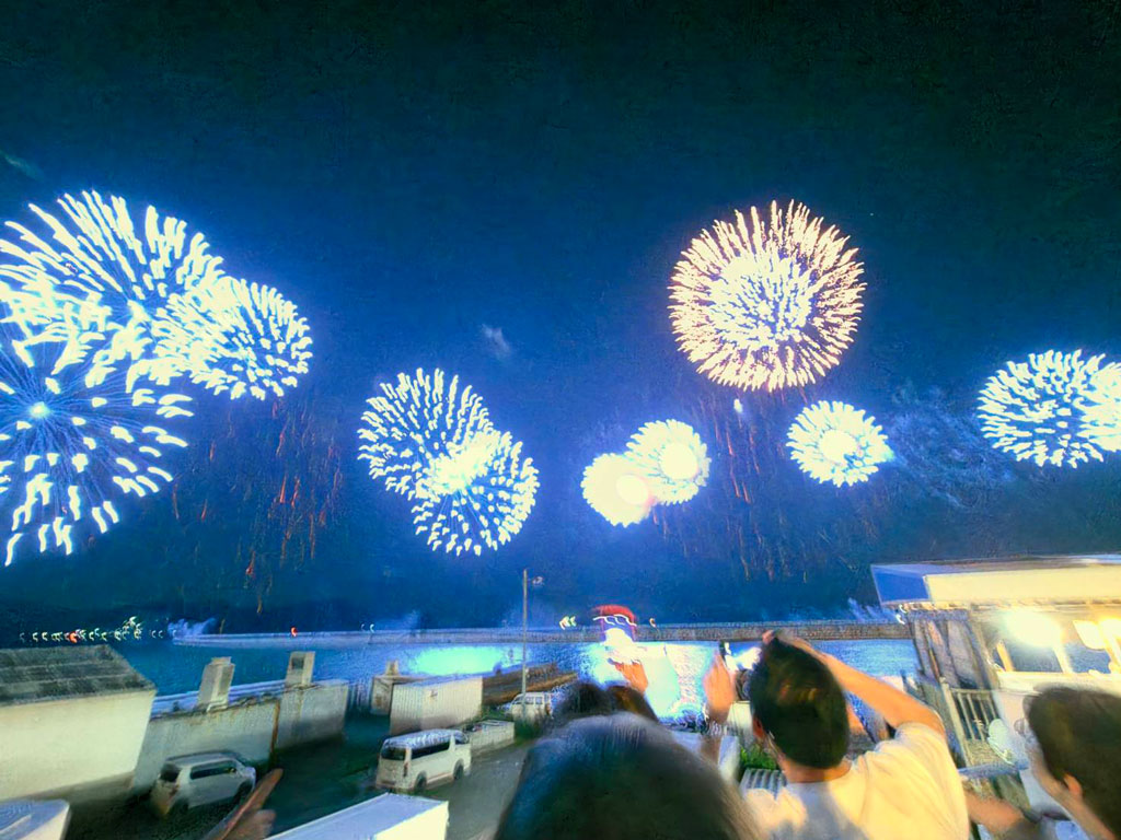 和歌山マリーナシティの夜空に打ち上がる花火